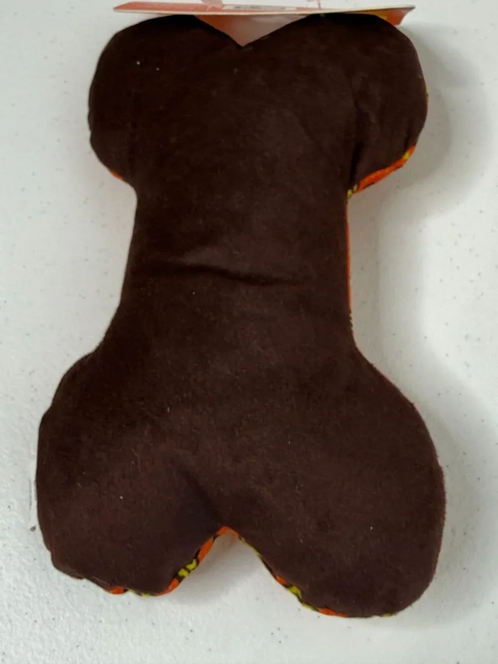 Reese's Plush Bone Dog Toy Squeaker Candy Print New